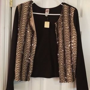 Black and tan sequin jacket